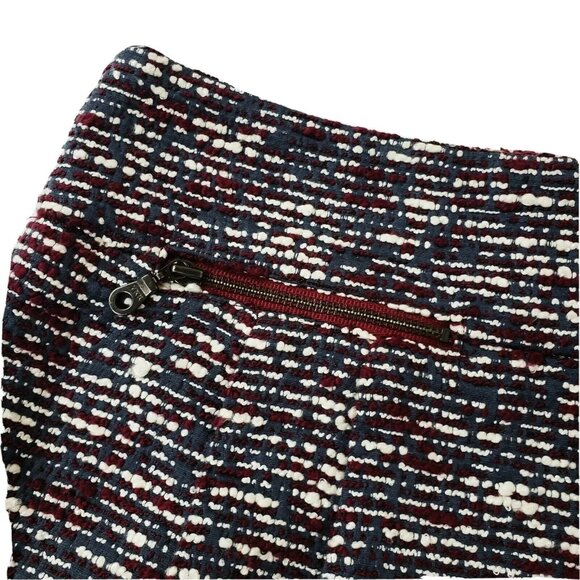 Ann Taylor Loft Pencil Skirt Womens Size 2 Red Gray Textured Zip Up w Pockets - Picture 2 of 5